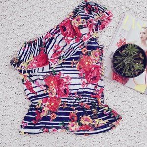 Vintage Almost Famous Off the Shoulder Peplum Resort Top